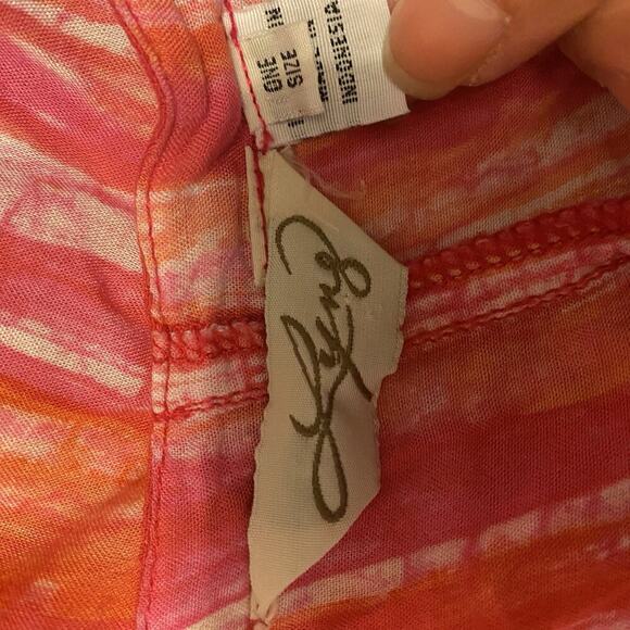 Lynz Women Tunic Top Blouse OneSize V Neck Pullover Red White Pink Beach Preppy - Picture 4 of 9